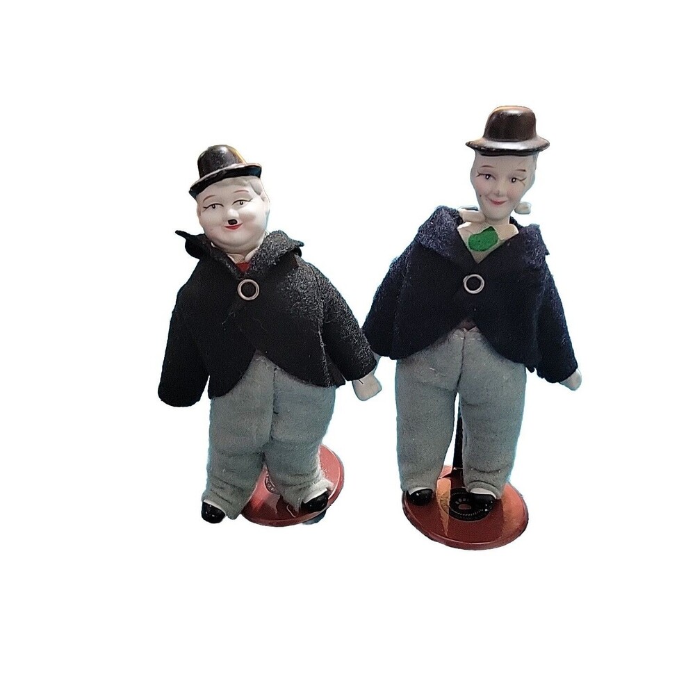 Vintage Laurel And Hardy Porcelain Figurines With Stands